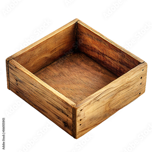 Empty wooden box on transparent background Generative Ai