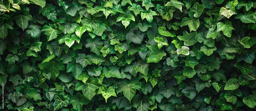 A backdrop composed of lush green foliage with a blank space for content on the wall in the background; ideal for adding text or images to the scene. image with copy space A backdrop composed of lush green foliage with a blank space for content on the wall in the background; ideal for adding text or images to the scene. image with copy space
