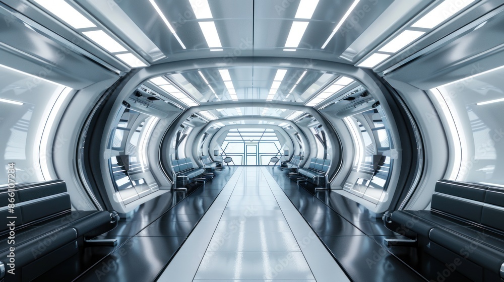 Obraz premium Futuristic Spaceship Corridor Interior Design