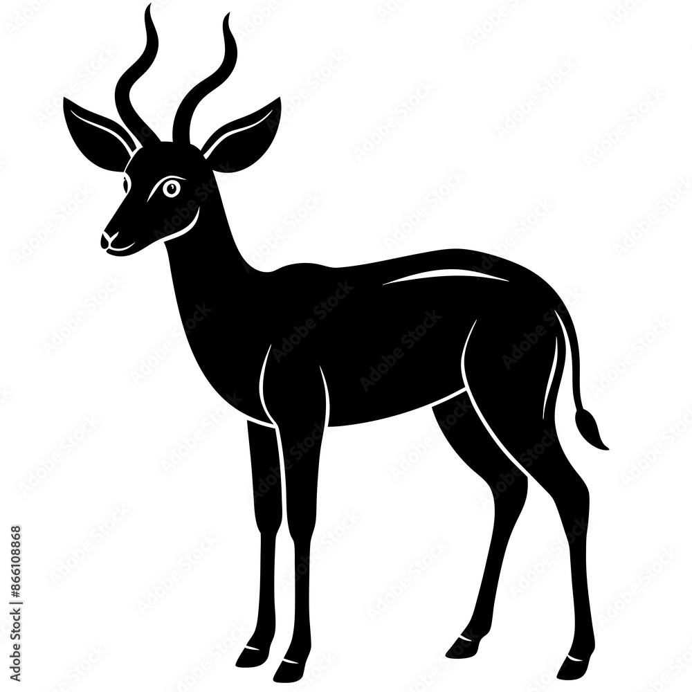 Fototapeta premium Antelope full body silhouette vector icon illustration