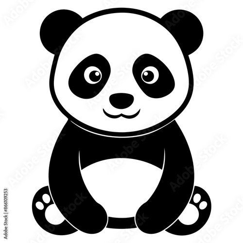 a cute panda silhouette vector art illustration