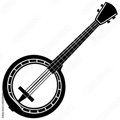 banjo icon silhouette vector art illustration