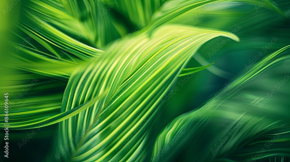 Green tropical plant close-up Green tropical plant close-up