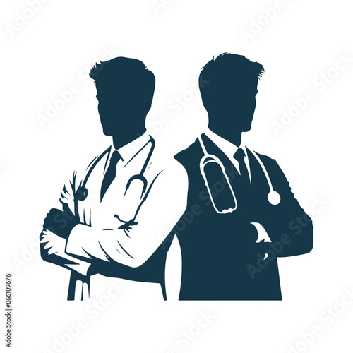 Vector Doctor silhouette Clip art isolated  illustration on a white background