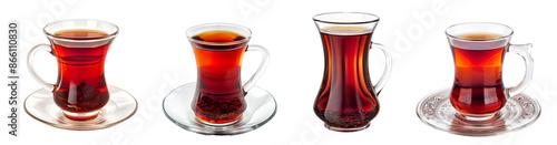 Turkish Tea Traditional Glasses Transparent Background photo