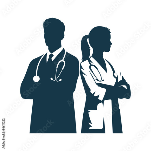 Vector Doctor silhouette Clip art isolated  illustration on a white background