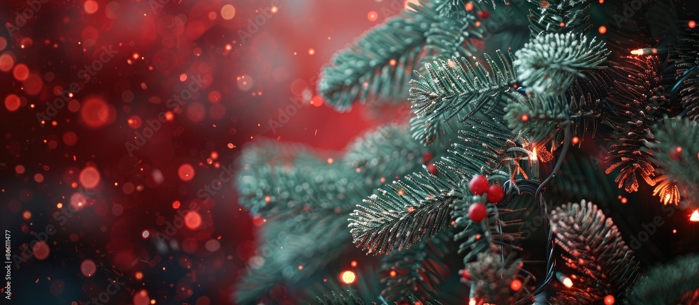 Festive holiday backdrop featuring a pine tree and copy space image. Festive holiday backdrop featuring a pine tree and copy space image.