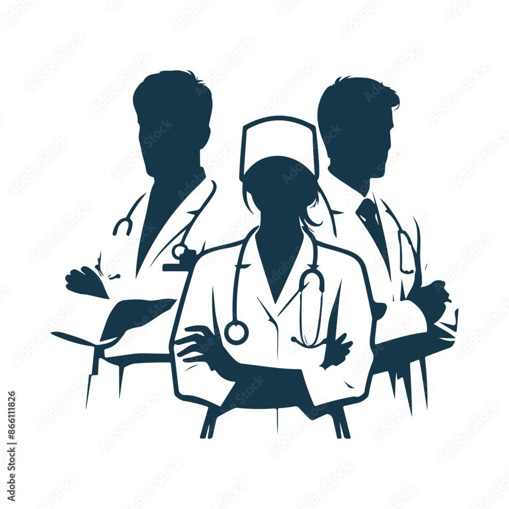 Vector Doctor silhouette Clip art isolated illustration on a white background Vector Doctor silhouette Clip art isolated illustration on a white background