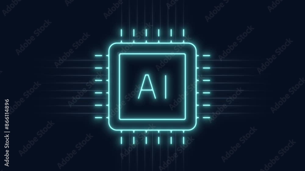 Ai computing neon animation. Cpu animated icon glow effect. Scaling verbal sign. Machine learning acceleration. Dynamic overlay on white background. HD video with alpha channel. Motion graphic Ai computing neon animation. Cpu animated icon glow effect. Scaling verbal sign. Machine learning acceleration. Dynamic overlay on white background. HD video with alpha channel. Motion graphic
