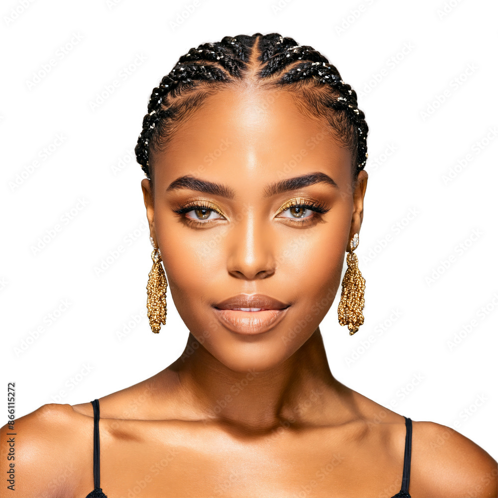 Olivia a beautiful African woman with braided hair and vibrant jewelry radiating confidence Olivia a beautiful African woman with braided hair and vibrant jewelry radiating confidence