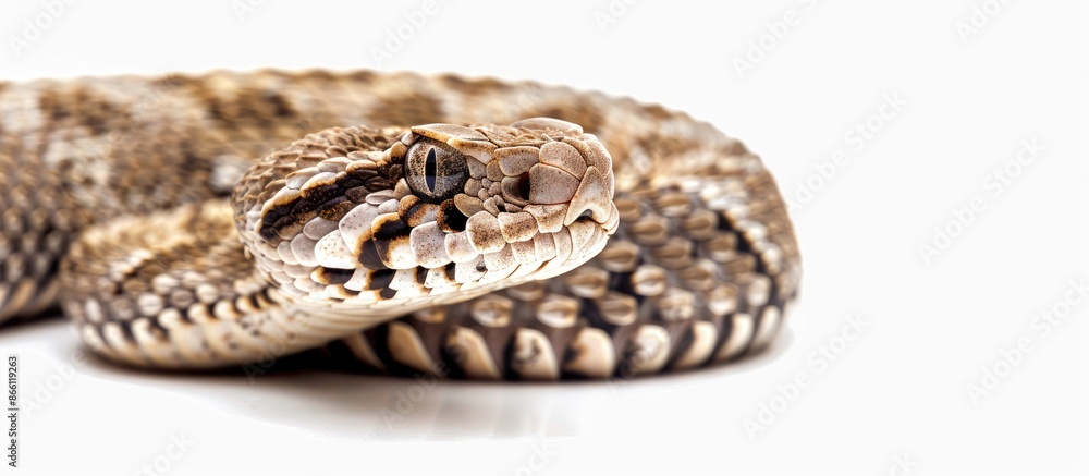 Obraz premium A Dwarf Mojave rattlesnake (Crotalus scutulatus) with copy space image on white isolated background.