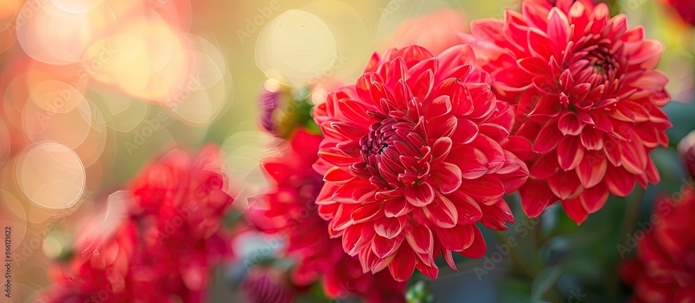 A close-up image shows a stunning red bouquet blooming in a garden with a natural background, providing ample copy space. A close-up image shows a stunning red bouquet blooming in a garden with a natural background, providing ample copy space.