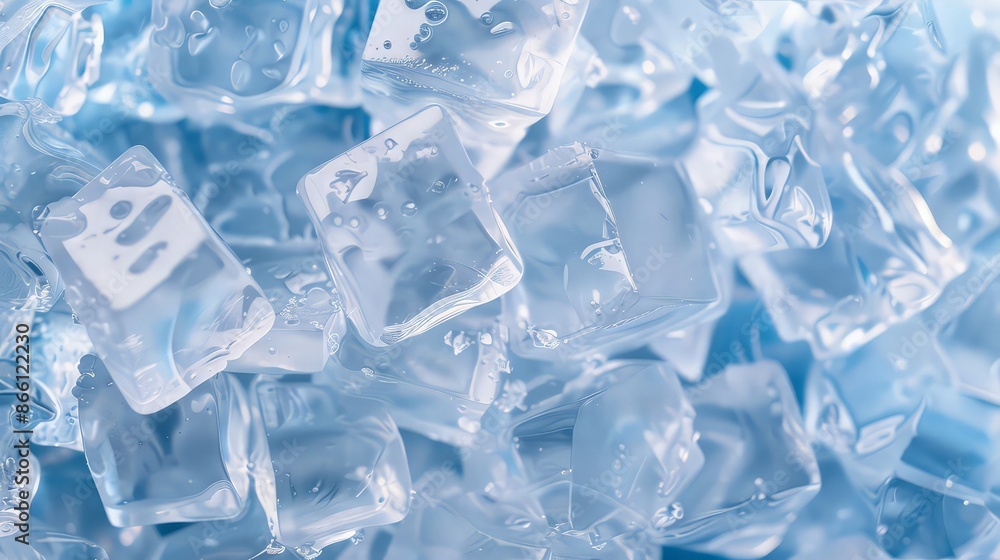 Crystal clear ice cubes as background, top view Crystal clear ice cubes as background, top view
