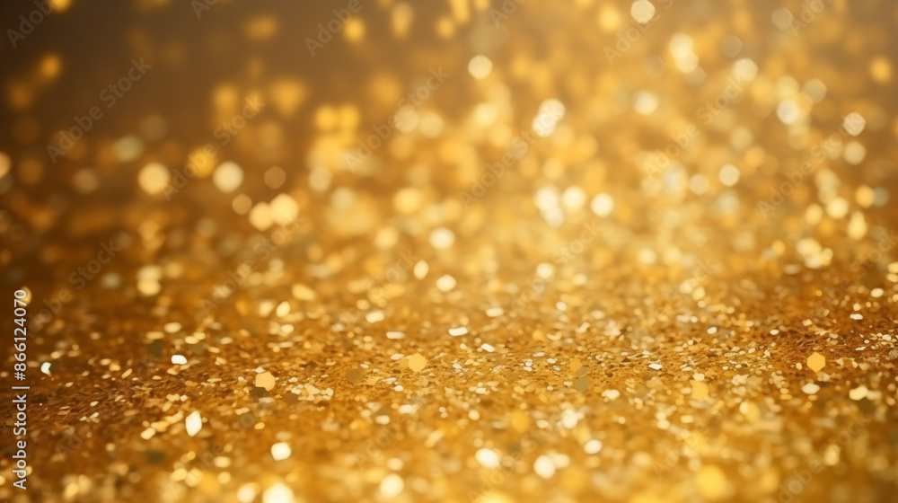 Sparkling Gold Bokeh Background, Festive Glitter, Warm Holiday Glow with Copy Space Sparkling Gold Bokeh Background, Festive Glitter, Warm Holiday Glow with Copy Space