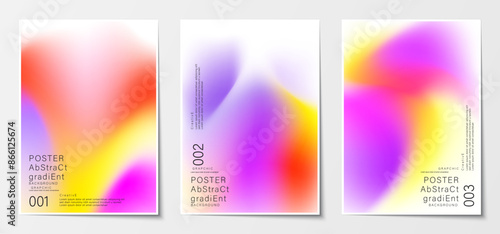 Gradient blurred backgrounds set modern abstract colorful patterns graphic. Design template collection for cover and poster. Vector illustration