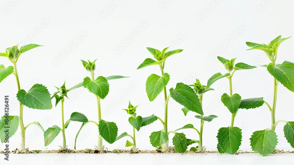 custom made wallpaper toronto digitalElegant display of sunflower seedlings isolated on a bright white backdrop, emphasizing growth