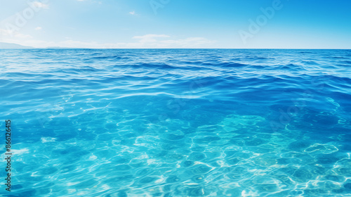 Sparkling Ocean Waves, Blue Water, Sunlit Sea Surface with Copy Space © Olga