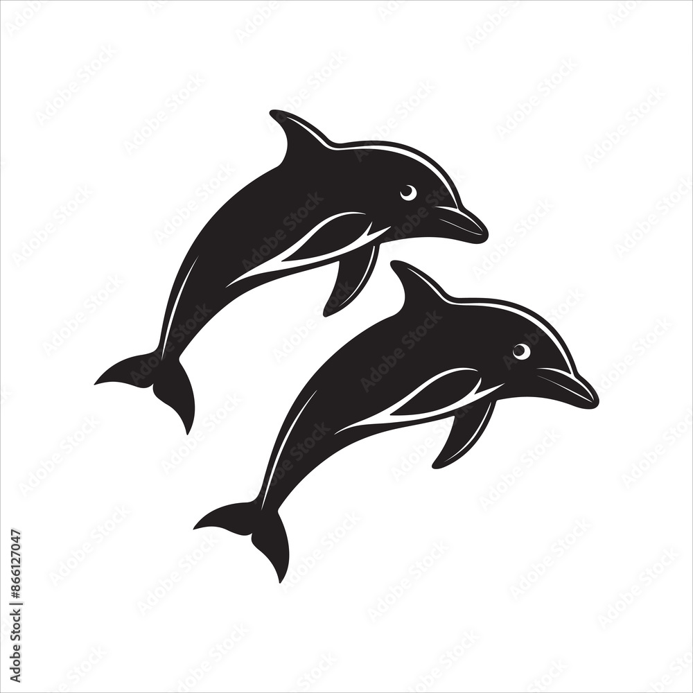 Fototapeta premium Dolphin silhouette design vector Art & Illustration AI Technology 