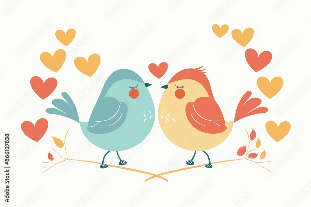 Adorable Blue Birds in Love Surrounded by Heart Shapes - Perfect for Valentine's Day Generative ai Adorable Blue Birds in Love Surrounded by Heart Shapes - Perfect for Valentine's Day Generative ai