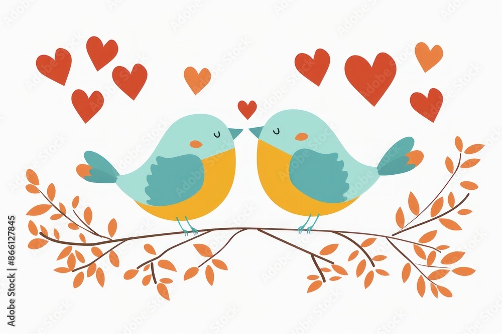 Adorable Blue Birds in Love Surrounded by Heart Shapes - Perfect for Valentine's Day Generative ai Adorable Blue Birds in Love Surrounded by Heart Shapes - Perfect for Valentine's Day Generative ai