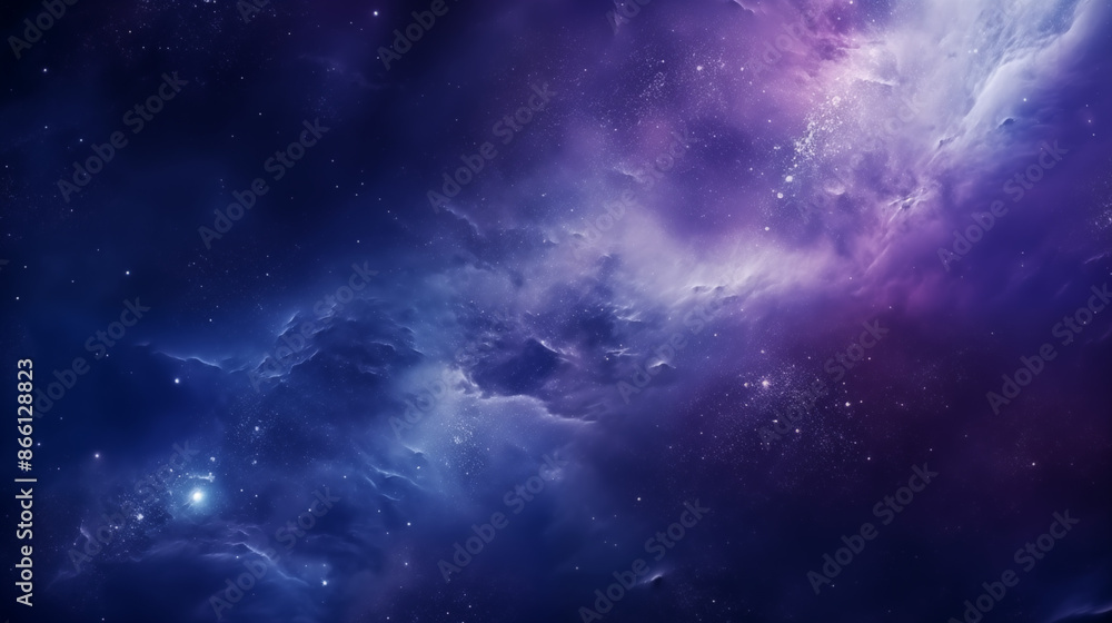 Fototapeta premium Stunning Cosmic Nebula, Purple and Blue, Outer Space Scene with Copy Space
