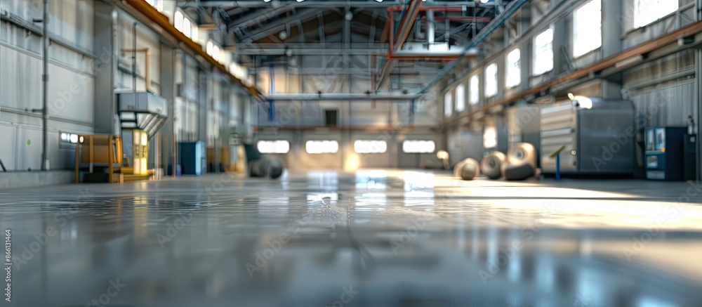 Blurry industrial factory hall or lab interior, with empty space for adding images. image with copy space Blurry industrial factory hall or lab interior, with empty space for adding images. image with copy space