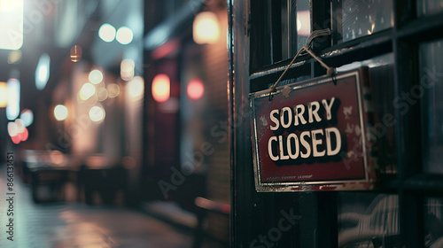 closed sign hanging outside a restaurant, store, office or other