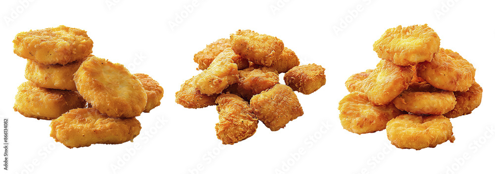 Set of delicious chicken nugget on transparent background. Set of delicious chicken nugget on transparent background.