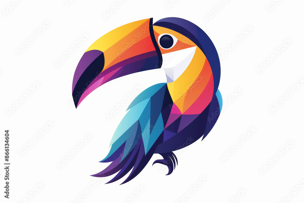 Naklejka premium Elegant Toucan Logo with Rainbow Colors