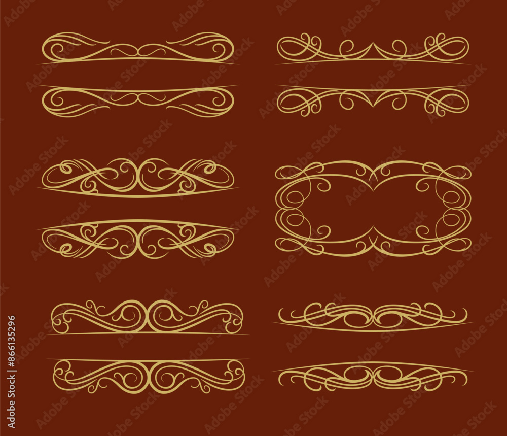 Set swirls decorative design elements. Victorian style Set swirls decorative design elements. Victorian style