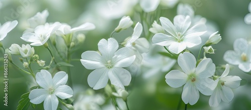Heliotropium indicum displays white flowers arranged beautifully with copy space image. © Gular