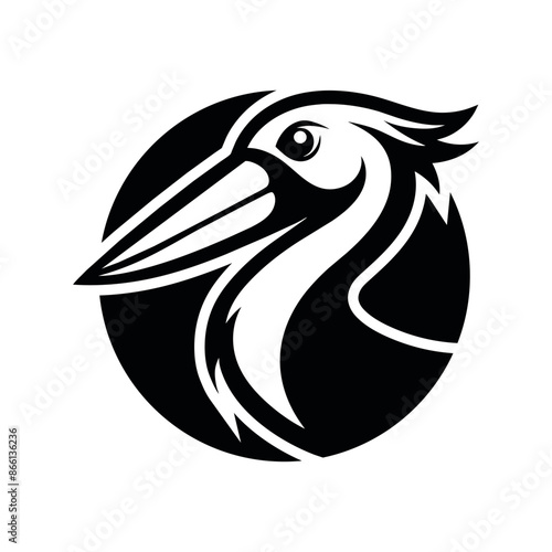 Stork logo design, stork head silhouette. vector illustration on white background