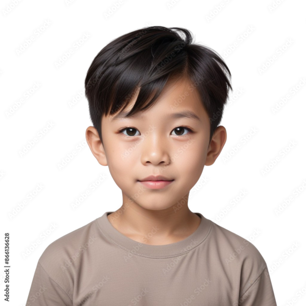 Portrait of an Asian boy posing on Isolated transparent background png. generated with AI Portrait of an Asian boy posing on Isolated transparent background png. generated with AI
