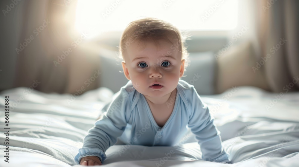 The baby on the bed The baby on the bed