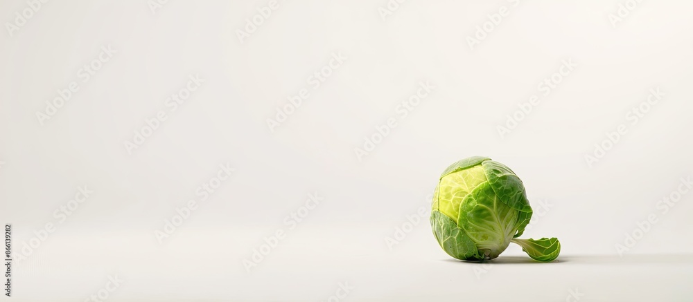 A Brussels Sprout on a white background with studio lighting, close-up details, and plenty of copy space image for text. A Brussels Sprout on a white background with studio lighting, close-up details, and plenty of copy space image for text.