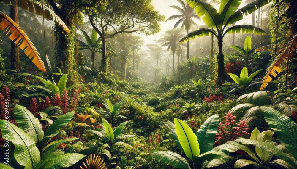 Obraz premium 熱帯雨林のジャングルの景色