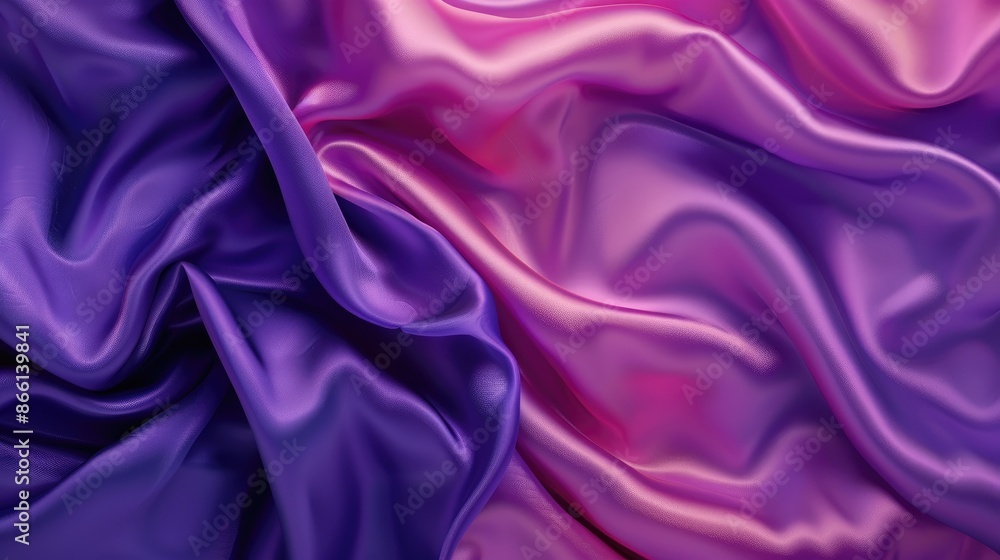 Fototapeta premium Luxurious silk satin background in shades of purple and pink with lustrous folds ideal for design Website banner for special occasions like Valentine s Day and birthdays Overhead shot on a t