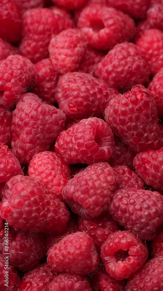 Zoom frame Fresh juicy raspberries close up, rotation Zoom frame Fresh juicy raspberries close up, rotation