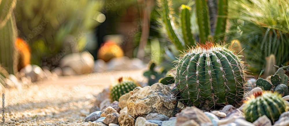 Cactus in a picturesque garden with ample copy space image. Cactus in a picturesque garden with ample copy space image.
