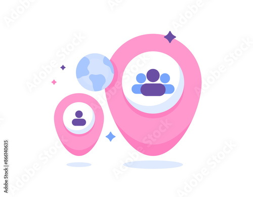 world Population concept. The world's population is increasing and growing. illustration of location symbols with and symbols of residents or people. conditions and growth. concept design. graphic