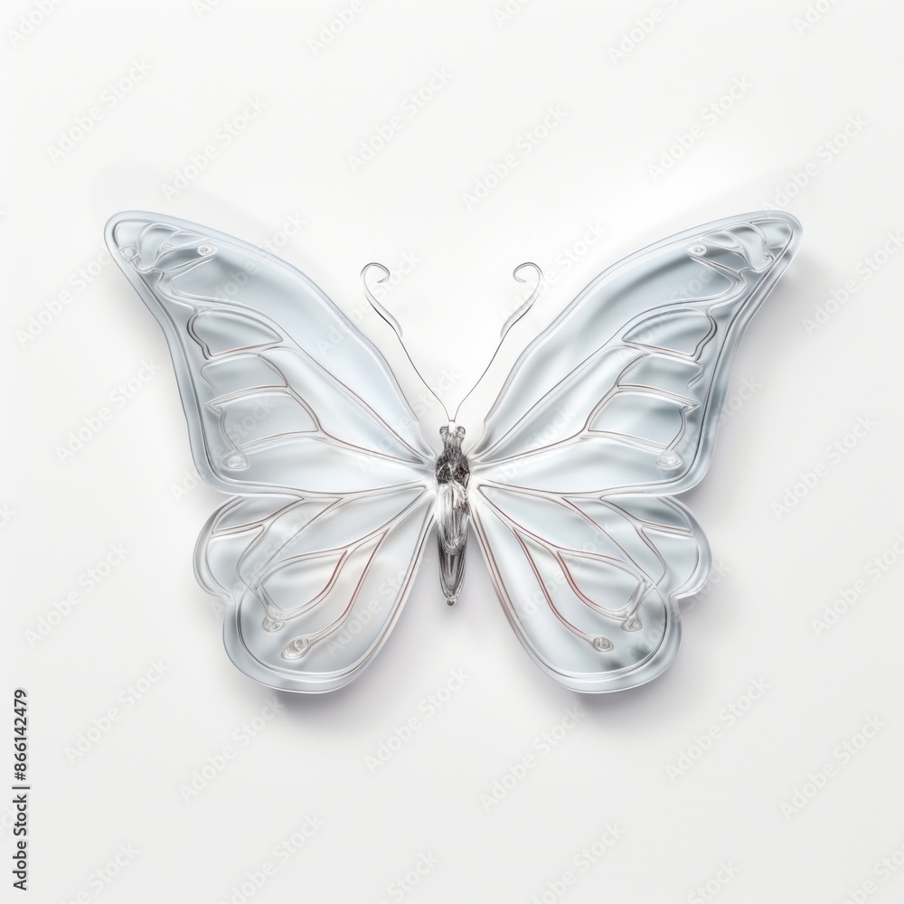 White glass butterfly less detail white background accessories fragility. White glass butterfly less detail white background accessories fragility.