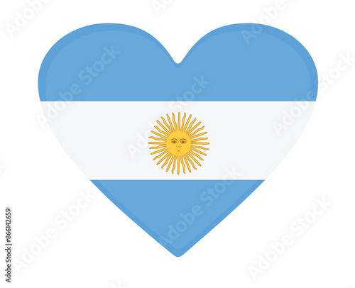 Argentina flag heart shaped. vector