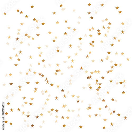 Gold sparkling stars on white background