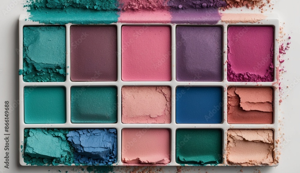 Colorful powder palettes arranged in a grid manner Colorful powder palettes arranged in a grid manner
