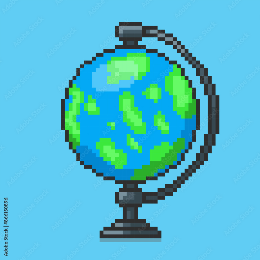 Fototapeta premium Pixel art globe game asset design