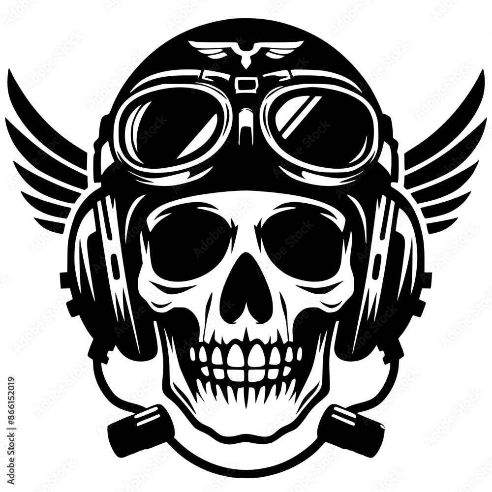 Fototapeta premium Pilot head skull silhouette