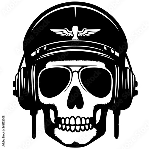 Pilot head skull silhouette