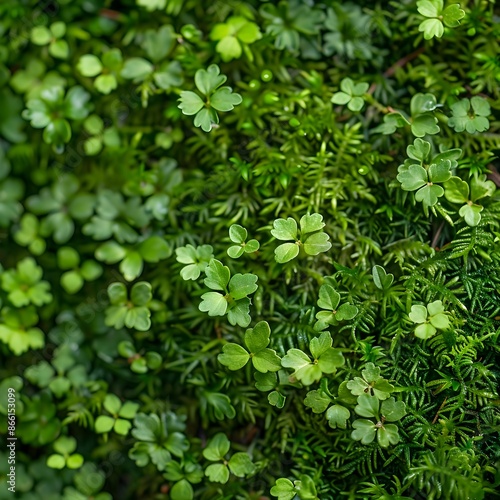 Vibrant Green Moss Covered Surface Macro Texture Natural Intricate Pattern Floral Design