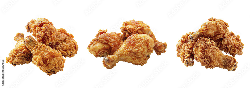 Fresh delicious fried chicken set on transparent background. Fresh delicious fried chicken set on transparent background.
