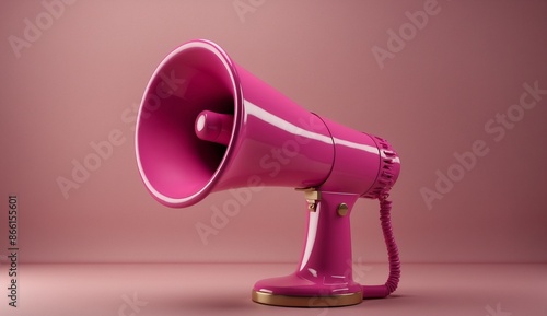 Bright pink megaphone against matching pink background